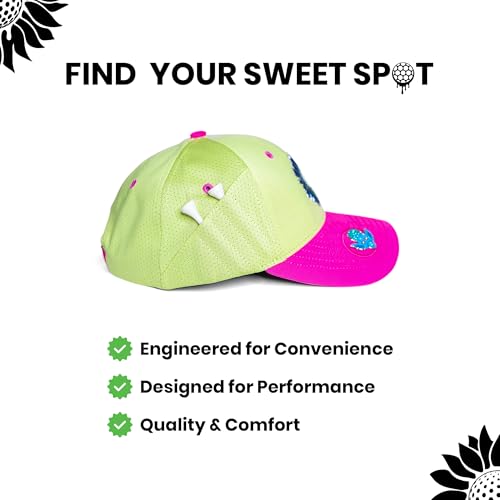 Ladies Adjustable Hats - Tee Holder with Tees & Bill Magnet with Ball Marker - 100% Custom Made - color: Sorbet Bonk, style: Offset