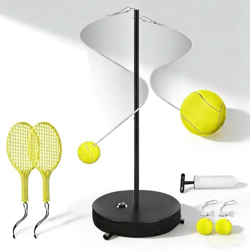 [2026 Upgrade] Tetherball Tennis&Tetherball Set,Heavy Duty Tetherball Equipment with 95" Adjustable Height Pole,2 Tennis Balls,2 Rackets,1 Tetherball with Rope,for Backyard,Beach or Home