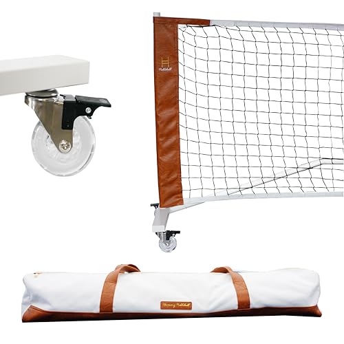Portable Pickleball Net for Driveway, Street, Court, or Park Play, Outdoor Weather Resistant Netting, Heavy-Duty Tensioners, Stylish Leather Accents, Canvas Travel Bag