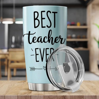 CUBICER Best Teacher Ever Tumbler Gift For Teachers Stainless Steel Insulated Travel Cup 20 Oz Durable Spill Proof Coffee Mug Appreciation Present Cool Drink Heat Bottle Hot Outdoor - color: Teacher Appreciation S0