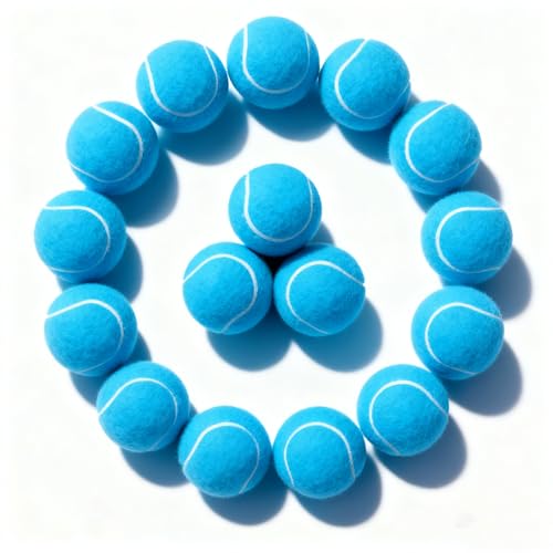 PoyPet 16-Pack Tennis Balls Bulk for Practice,Training and Beginners | Ideal for Dog Fetch,Chew and Play - color: Blue