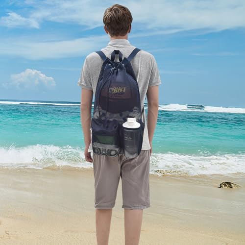 Large Drawstring Backpack for Men Women Athletic Gym Sports Workout Beach Swimming Commuting Travel - color: Navy, style: L: 21"x12.5"x5.5"
