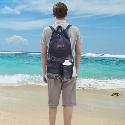 Large Drawstring Backpack for Men Women Athletic Gym Sports Workout Beach Swimming Commuting Travel - color: Navy, style: L: 21"x12.5"x5.5"