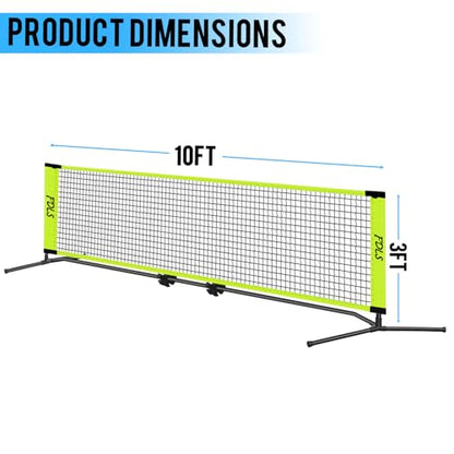 FDLS 5FT/10FT Portable Small Pickleball Net for Driveway Backyard,with Carry Bag for Indoor Outdoor, for All Levels, Easy Set up - style: 10FT Green