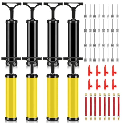 Chumia 8 Sets Ball Pumps Air Pump Bulk for Balls with Needle, Nozzle, Extension Hose Sports Ball Tool for Soccer Basketball Football Volleyball - color: Black, Yellow