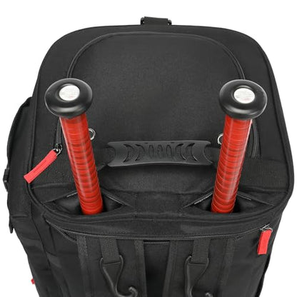 Large Baseball Duffle Bag Softball Backpack for Adult & Youth, 65L Spors Gym Duffel Equipment Bag with Shoe Compartment and Bat Holder, Catchers Gear Bag Fits Batting Mitten, Tball Gear, Helmet - color: Black