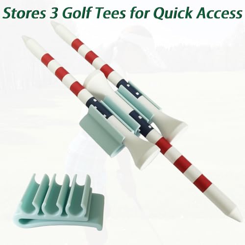 6 PCS Hat Clip Golf Tee Holder (with 3pc Tee) Golf Tee Holder Hat Clips Fits Hat Brim & Visor - Stores 3 Golf Tees for Quick Access (Black+White+Blue)