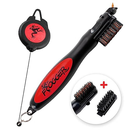 Frogger BrushPro Golf Club Cleaner with Ergonomic Grip and 2.5 ft. Retractable Cord - Sturdy Golf Club Brush and Groove Cleaner for Golfers