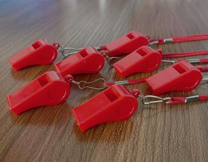 20 Pcs Plastic Loud Whistles with Lanyard for Referee Coaches Basketball Football Sports Training Game Event Lifeguard Survival Emergency Fun School Kids Tool Set Suppliers - color: Red