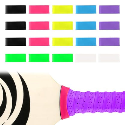 20pcs Pickleball Paddle Grip Bands for Pickleball Lovers, Tennis Paddle Fixing Grip Tape with Silicone Ring Stretchy - 7 Color Tennis Racket Handle Rubber/Grip Finishing Ring