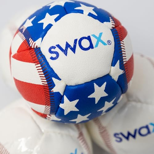 Swax Training Baseball Stars/Stripes (2‑Pack) – Soft‑Impact, Limited‑Flight, Regulation Size & Weight, Faux Leather Training Balls for Kids (3")