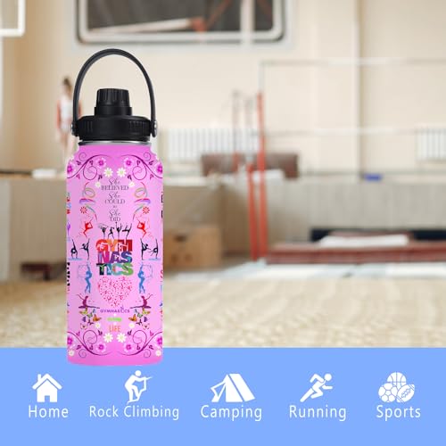 Gymnastics Water Bottle 32oz Gymnastics Stainless Steel Tumbler Gymnastics Insulated Bottles For Men Women Gymnastics Gifts For Gymnastics Lover Player Fan Coach - color: Gymnastics