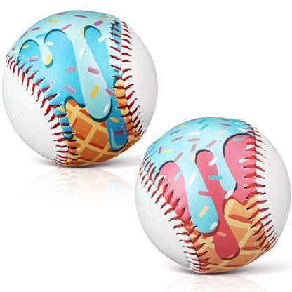 Baseball Ice Cream Drip, Practice Baseballs 9 Inch Standard Size Baseball Party Favor for Beginners Teenagers Practice Training Hitting Pitching Throwing Game Tournament