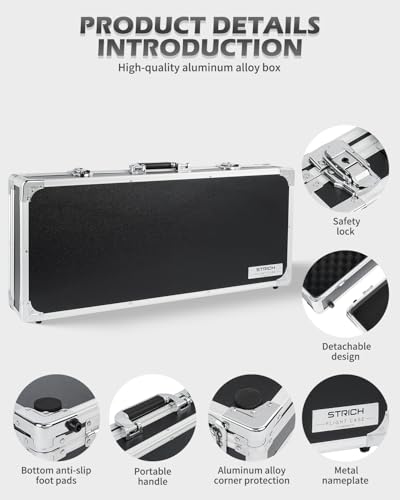 STRICH Guitar Pedal Case STANDARD 28, 27.5" x 11.8" x 4.3" Large Aluminum Locking Effect Pedal Case with Mounting Tape, Compatible with Single Pedals & Multi-Effects - size: STANDARD 28 (27.5" x 11.8" x 4.3")