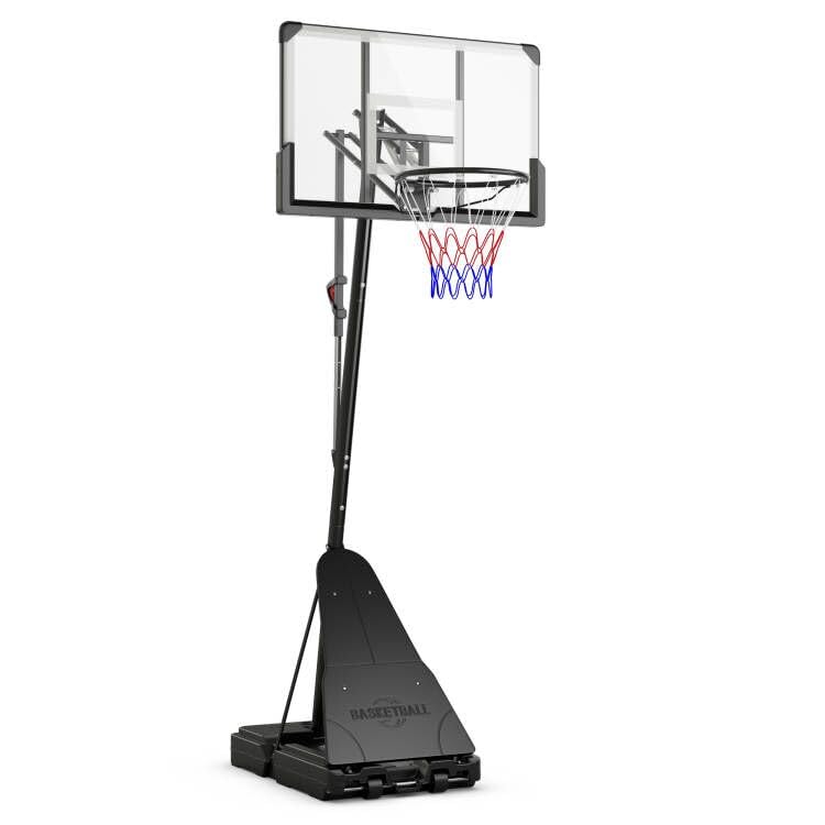 Giantex Portable Basketball Hoop Outdoor - 4.9-10 FT Quickly Height Adjustable Basketball Goal System w/ 44 Inch Shatterproof Backboard, Basketball Hoop Indoor for Adults, Backyard, Driveway, Pool