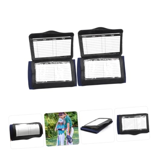 SECFOU 2 Pieces Football Strategy Card Holder Wristbands with Soft Fabric, Multi-use Card Wrist Band for Quarterback and Touch Football Coaches, Blue