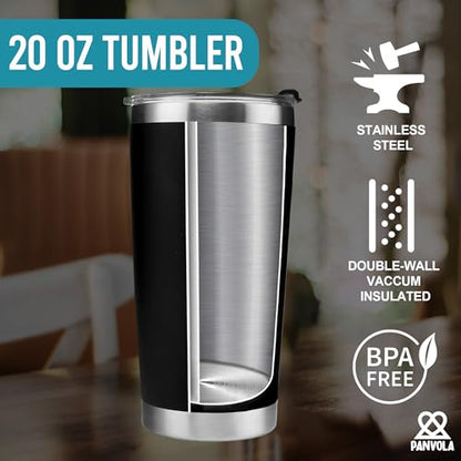 Panvola Playing Pickleball Improves Memory Tumbler Sports Player Gifts Vacuum Insulated Stainless Steel Tumbler With Removable Lid And Straw (Black, 20 oz) - size: 20 Ounces