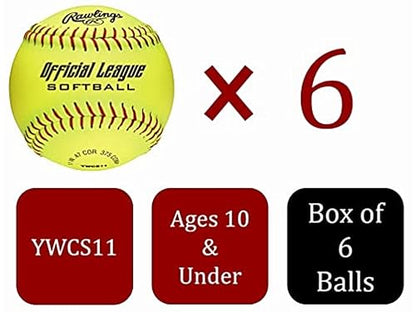 Rawlings | Official League Recreational Softballs | YWCS11 | 11" | 6 Count