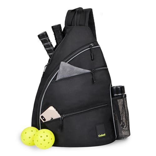 Goloni Pickleball Bag for Women Men, Convertible Pickleball Backpack Sling Bag with Fence Hook, Waterproof Polyester Paddle Bag with Multiple Compartments