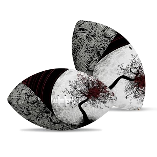 American Football, Official Size 11.9 x 7.3 Inch, Premium Composite Leather High-Grip Ball with Pro-Style Lacing, Unique Prints for Training, Games & Gifts - color: Full Moon Tree