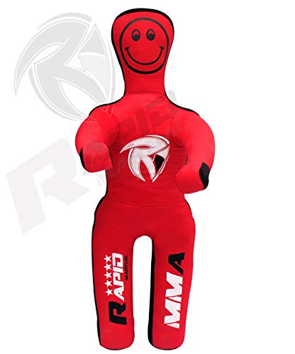 Kids Jiu Jitsu Grappling Dummy Kick Throwing Boxing Practice Dummies for Youth (4 FT 48 in) UNFILLED, None, Red and Black