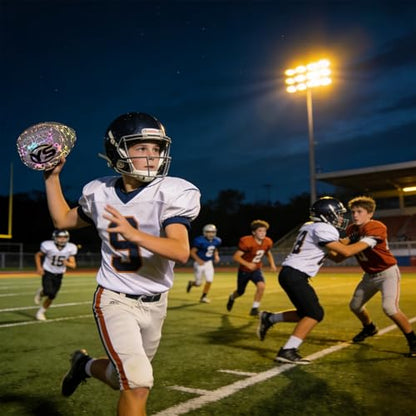 Holographic PassCatch Training Football - Solo Practice Trainer for Passing & Catching, Durable Composite Material with Dazzling Flash-Activated Light Show, - color: Red＆White