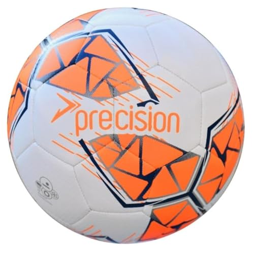 Precision Fusion High Performance Midi Football, Durable, Machine Stitched TPU, 2mm EVA Lined, Lightweight 220g - color: White/Fluo Orange/Navy