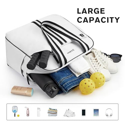 G4Free Pickleball Bag, Pickleball Bag Tote for Women and Men - color: White