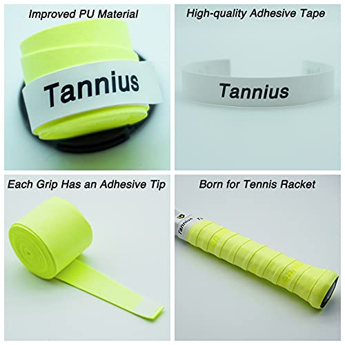 Tennis Racket Grip Tape, (6 or 9 Pack) Dry Feel Tennis Grips, Absorbent and Enhanced Tennis Racquet Overgrip - color: 6-Pack Yellow