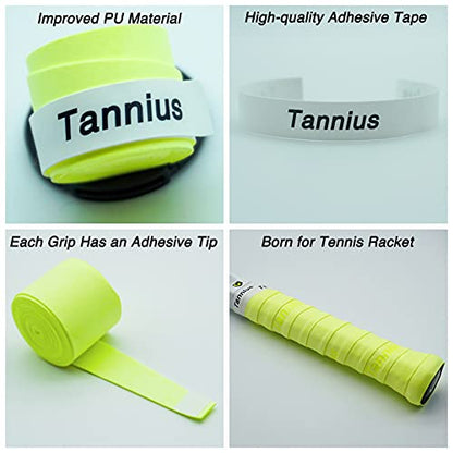 Tennis Racket Grip Tape, (6 or 9 Pack) Dry Feel Tennis Grips, Absorbent and Enhanced Tennis Racquet Overgrip - color: 6-Pack Yellow