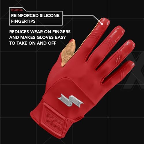 SSK X1 Color Rush Youth Baseball Batting Gloves - Durable Cabretta Leather Palm - 19 Colors