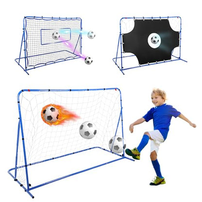 FAHKNS Three Modes of Soccer Goal, Target Net and Rebound Net(6x4FT), Precision Training, Tear-Resistant, Corner Kick Training, Suitable for Children and Teenagers Control