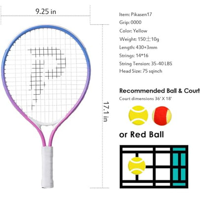 17" Kids Tennis Racket Best Starter Kit for Kids Age 4 and Under with Shoulder Strap Bag and Mini Tennis Racket Toddler Tennis Raquet - color: 19 inch PINK