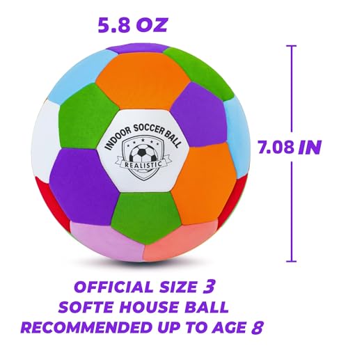 Indoor Soccer Balls Size 3/4/5 - Soft Safe for Protect Inside House Furniture - Soccer Balls for Skills Practicing Girls Boys Fun Soccer Gifts Birthday Match Day - size: Size 3