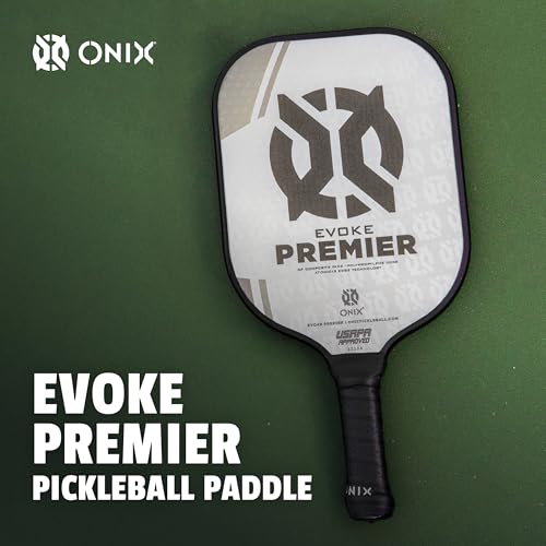 Onix Evoke Premier Professional Tournament Pickleball Paddle Composite Face Impact Paddle Shape - color: White, size: Medium, style: 14mm