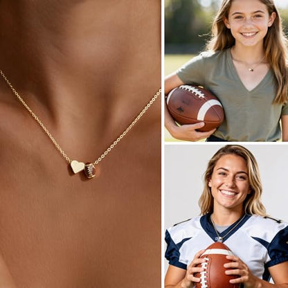 Turandoss World Cup 2026 Competition Ball, Sports Necklace for Women Gold Plated Heart Soccer Football Basketball Gold Pickleball Volleyball Tennis Softball Necklace Gifts for Sports Lovers Fans Teams