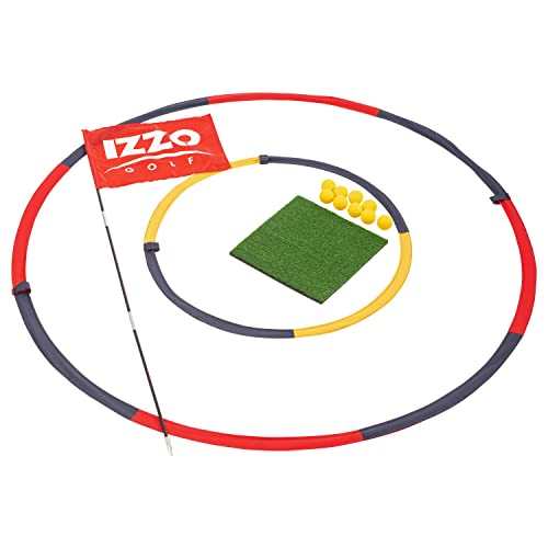 Izzo Golf Backyard Bullseye Golf Practice Set (1PC) - Red-Blue-Yellow Foam Practice Golf Balls & Targets for Iron Accuracy Training