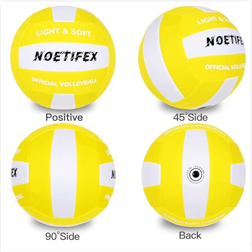 Soft Volleyball-Super Soft Fabric Light Volleyball for Indoor Practice Safe and Quiet Kids Youth Beginners House Yard Training Practice Games(Deflated) - color: Yellow,white