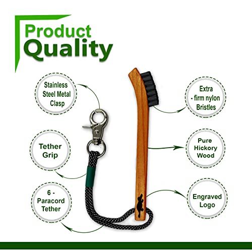 Platypus Golf Co. Hickory Wood Golf Club Brush & Non-Slip Groove Cleaner with Stiff Nylon Bristles, Paracord Rope & Stainless Steel Metal Clip, for Cleaning Grooves on Clubs, Fits Any Golfer's Bag