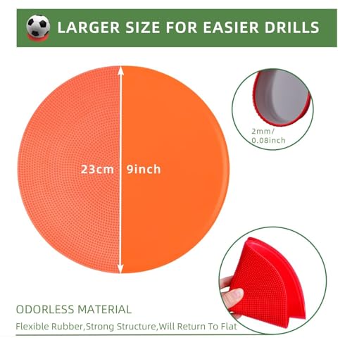 Spot Markers 4 Inch 9 Inch Non Slip Rubber Floor Markers Flat Field Cones Poly Dots for Classroom Dance Sports Soccer Basketball Speed Agility Training - style: 9inch 36pcs