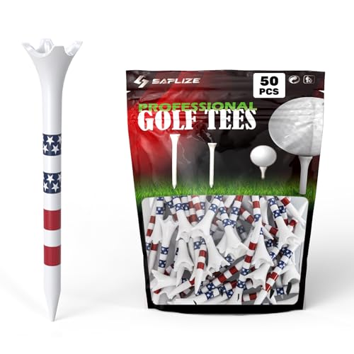 SAPLIZE Upgraded 4-Prong Golf Tees Plastic, 50/100/120/200 Pack (1-1/2", 2-3/4'', 3-1/4"), Engineered to Reduce Friction & Side Spin, Unique Golf Gifts for Golfers - color: Red (50pcs, 3-1/4'')