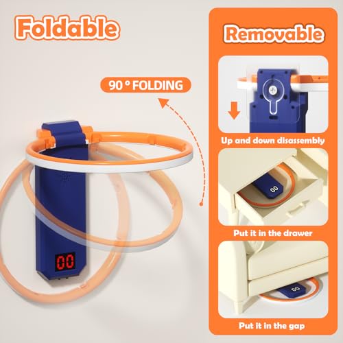 Kids Basketball Hoop Indoor with Lights & Sounds, Electronic Scoring, Easy Storage,Toys for Boys Girls, Birthday Gift Ages 3+