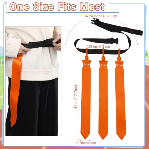 Junkin 6/8/10 Players Flag Football Sets Adjustable Football Belts and Flags for Youths Teens Kids Adults Players Sports Team - color: Orange
