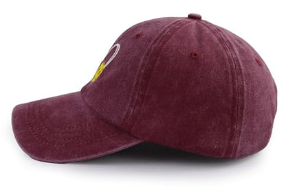 Pickleball Baseball Cap for Men Women, Funny Adjustable Embroidered Cotton Outdoor Sport Pickle Ball Heart Hat - color: Burgundy