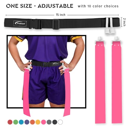 Trained Man Flag Football Belts, Adjustable Flag Football Set for Sports Teams, Training & Competition