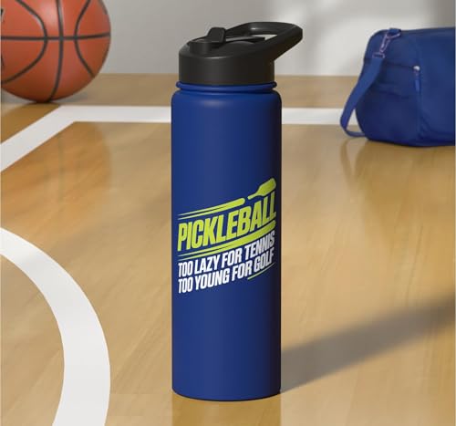 Pickleball Player Too Lazy For Tennis Too Young For Golf Stainless Steel Insulated Water Bottle - color: Royal Blue
