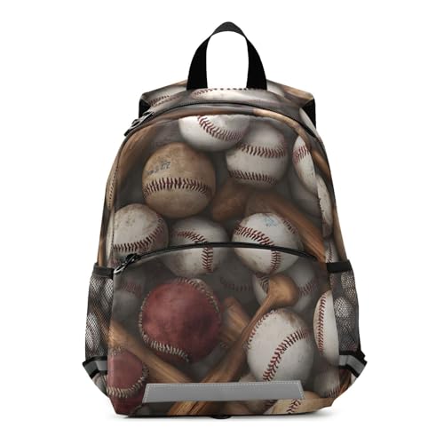 ALAZA Baseball Bats Pattern School Backpack Bookbag Safety Harness Leash with Chest Strap for Boys Girls