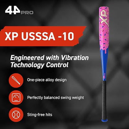 44 PRO Limited Edition XP USSSA 1.15 BPF Baseball Bat, Balanced Baseball Bat for Most Youth Baseball Leagues, Lightweight & Durable Standard Taper Handle, Drop -10, 2 3/4" Big Barrel Diameter - color: Donut, size: 28"/18 oz