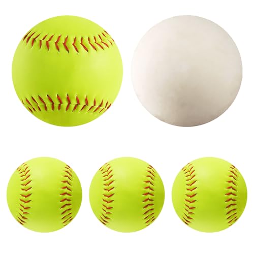 GKK 11 InchSoftballs 4 Pack Sports Practice Slow Pitch Official Size and Weight Softball Autograph Softball Training Ball for Games, Soft Toss, Batting, Fielding, Hitting, Pitching