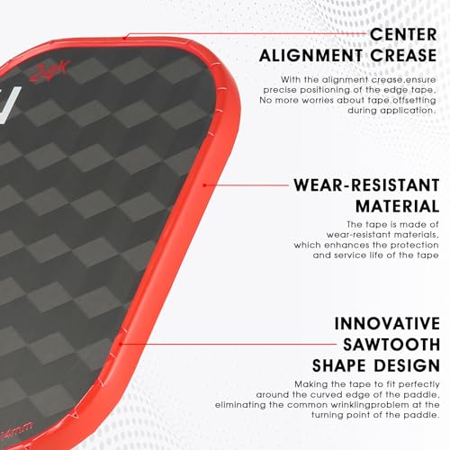PICKLETECH Pickleball Paddle Protection Tape - Paddle Head Edge Guard - Racket Edge Protection Tape -Fit Perfectly Curved Edge -No Wrinkling